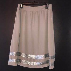 Downeast Silver/gray sequin knee length skirt.
